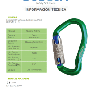 Mosquetón green b aluminio, sosega - Imagen 2