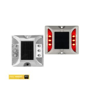 Tacha solar de aluminio con 6 LEDs. ¡Seguridad vial autónoma y duradera! Ideal para carreteras, caminos y más. ¡Compra ahora!